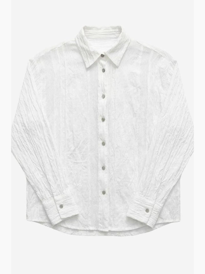 Chemise boutonnée texturée tissée my fashion Blanc - Kiabi