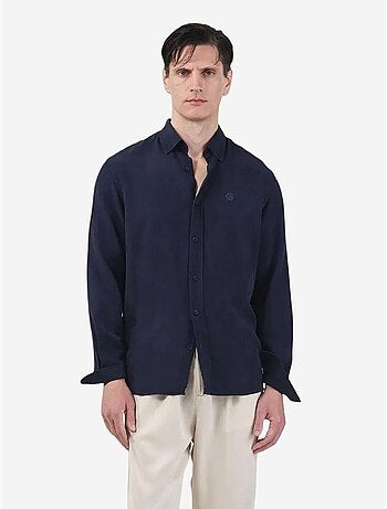 Chemise boutonnée unie en tencel pour homme giesto