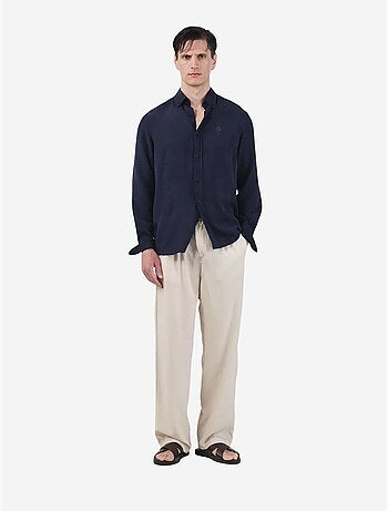 Chemise boutonnée unie en tencel pour homme giesto