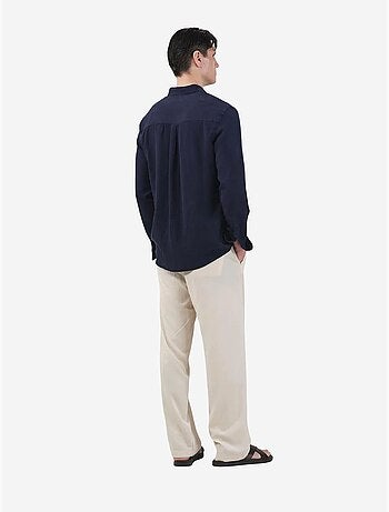 Chemise boutonnée unie en tencel pour homme giesto