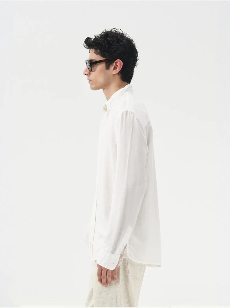 Chemise boutonnée unie giesto en tencel Blanc - Kiabi
