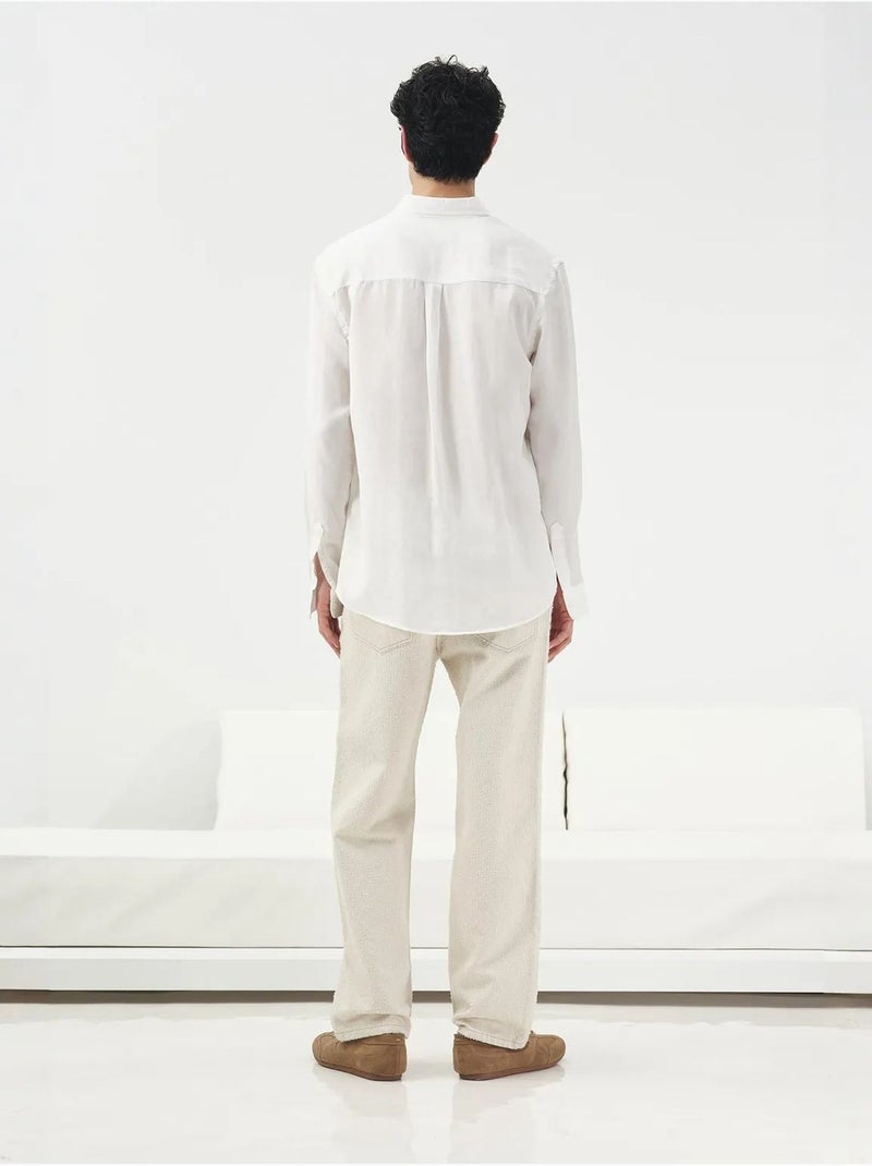 Chemise boutonnée unie giesto en tencel Blanc - Kiabi