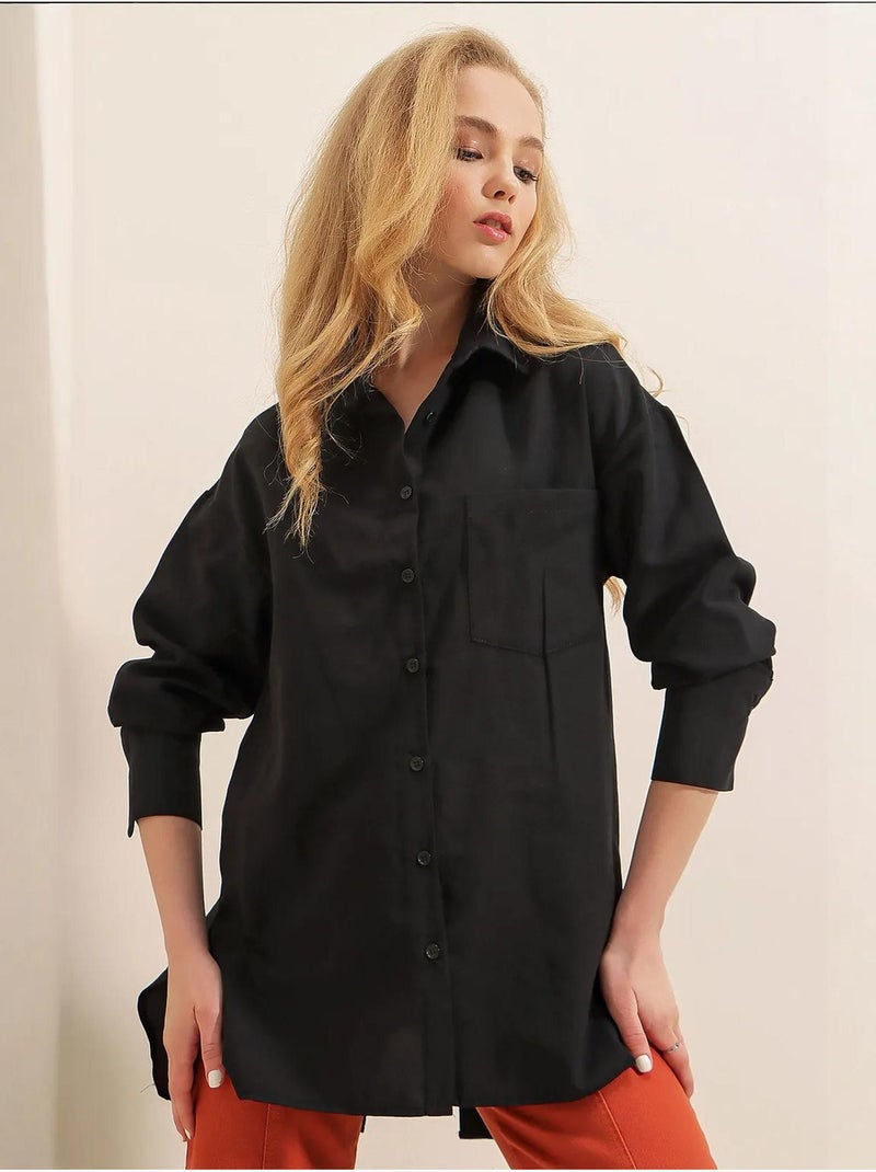 Chemise boyfriend boutonnée au dos bdart Noir - Kiabi