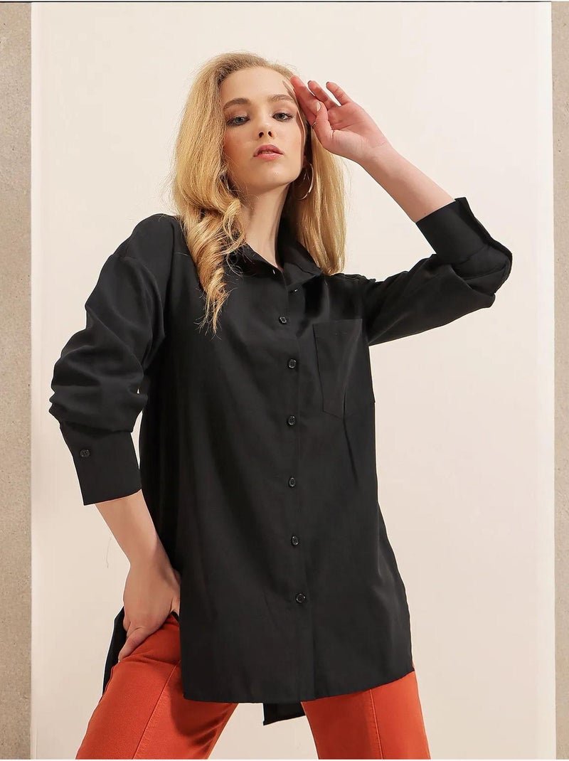 Chemise boyfriend boutonnée au dos bdart Noir - Kiabi