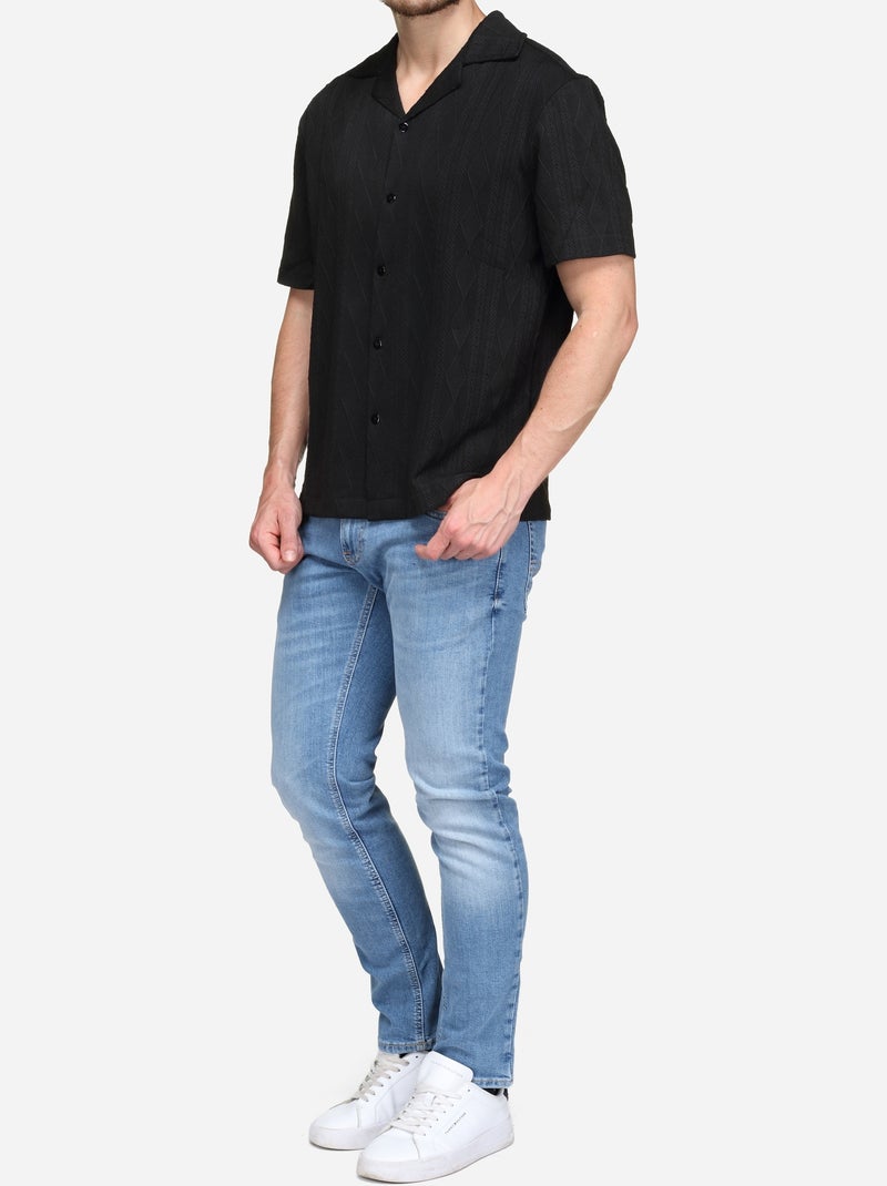 Chemise brodée - Frilivin Noir - Kiabi