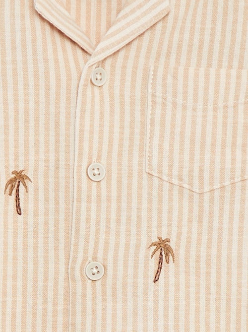 Chemise brodée à manches courtes - Kiabi