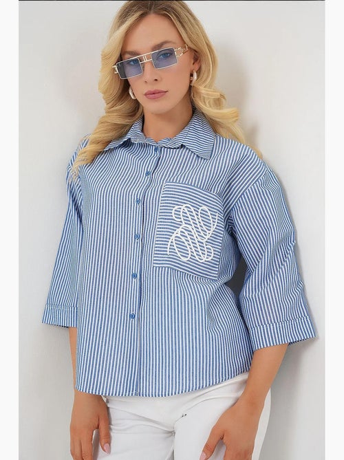 Chemise brodée à poche unique bdart - Kiabi Chemise brodée à poche unique bdart - Kiabi