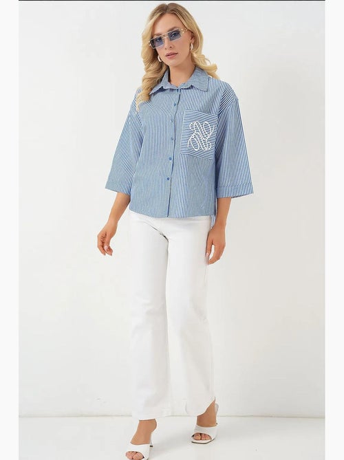 Chemise brodée à poche unique bdart - Kiabi Chemise brodée à poche unique bdart - Kiabi