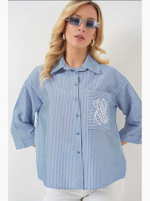 Chemise brodée à poche unique bdart - Kiabi Chemise brodée à poche unique bdart - Kiabi
