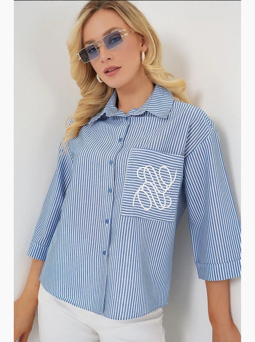 Chemise brodée à poche unique bdart - Kiabi Chemise brodée à poche unique bdart - Kiabi