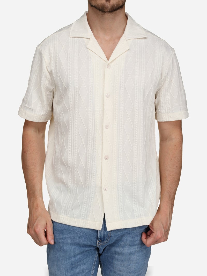 Chemise brodée Crème - Kiabi