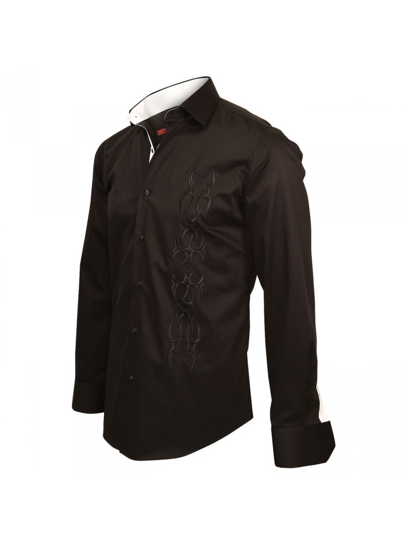 Chemise brodée ETNICA Noir - Kiabi