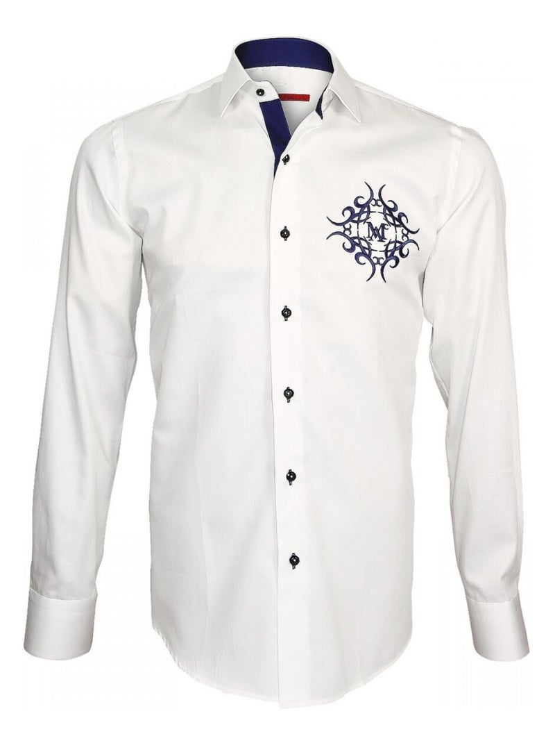 Chemise brodée HERALDIC Blanc Bleu - Kiabi