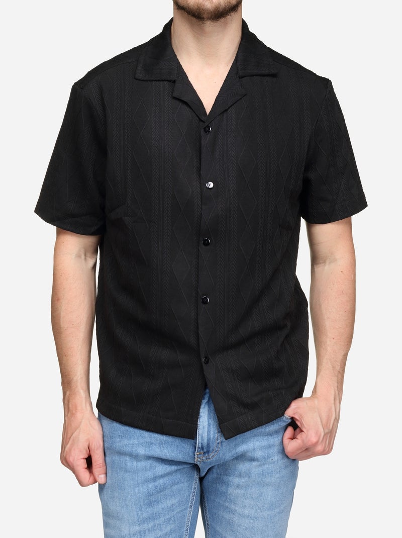 Chemise brodée Noir - Kiabi