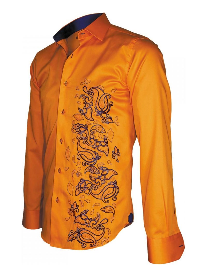 Chemise brodée PAYSLEY Orange - Kiabi