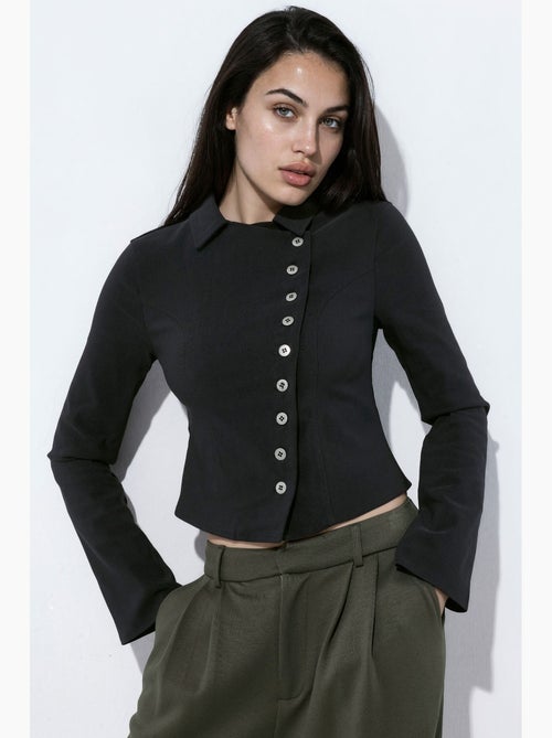Chemise cache-cœur boutonnée hiccup - Kiabi Chemise cache-cœur boutonnée hiccup - Kiabi