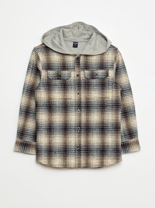 Chemise carreaux à capuche