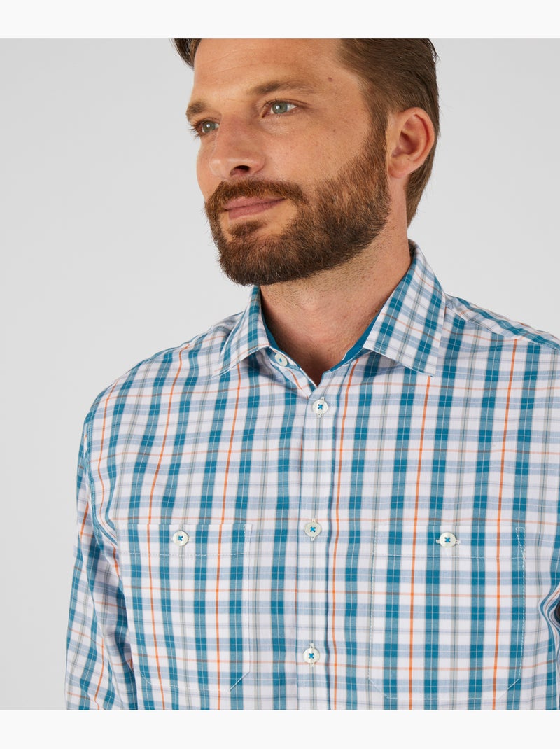 Chemise carreaux à coudières - damart Bleu pétrole - Kiabi