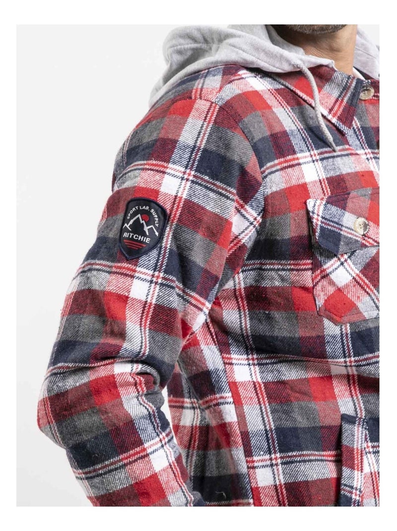 Chemise carreaux avec capuche TARZAC Rouge - Kiabi