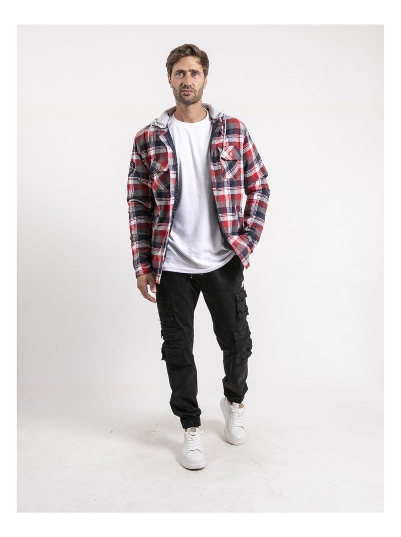 Chemise carreaux avec capuche TARZAC Rouge - Kiabi