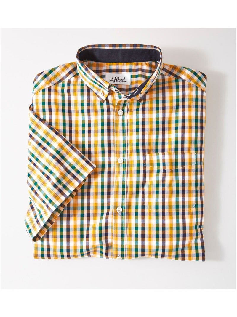 Chemise carreaux manches courtes Miel - Kiabi