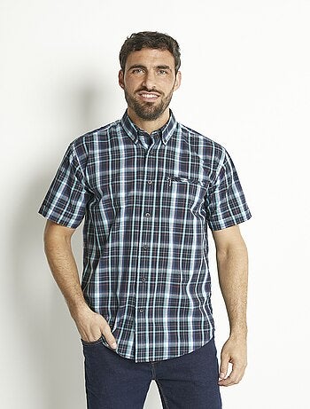 Chemise carreaux manches courtes polycoton - Afibel