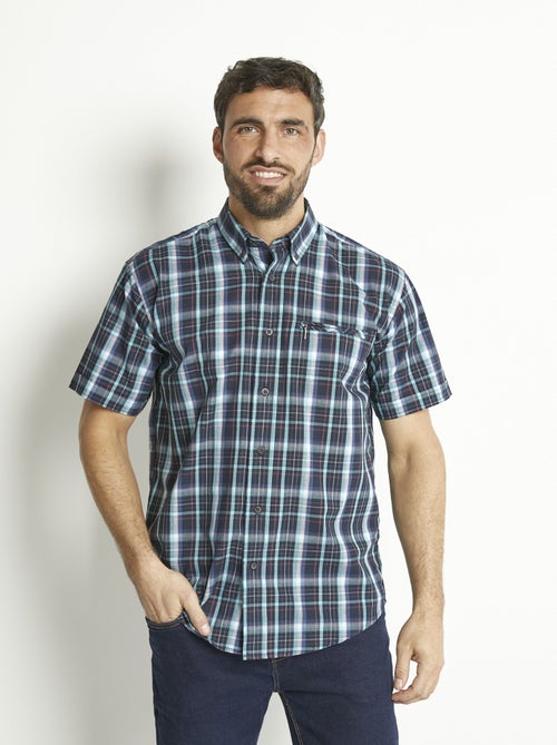 Chemise carreaux manches courtes polycoton - Kiabi