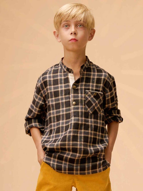 Chemise Carreaux Tartan    et   Col Mao  RIMBAUD - La Faute à Voltaire - Kiabi