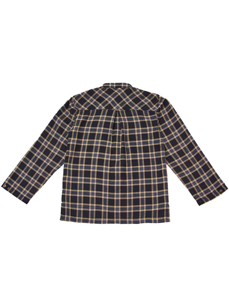 Chemise Carreaux Tartan    et   Col Mao  RIMBAUD - La Faute à Voltaire Noir Marron Blanc - Kiabi