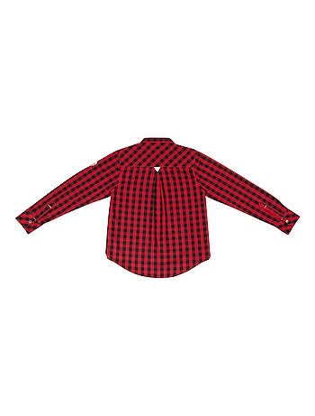 Chemise Carrx Vichy Garçon Rouge Noir Col Mao LIVERPOOL - La Faute à Voltaire