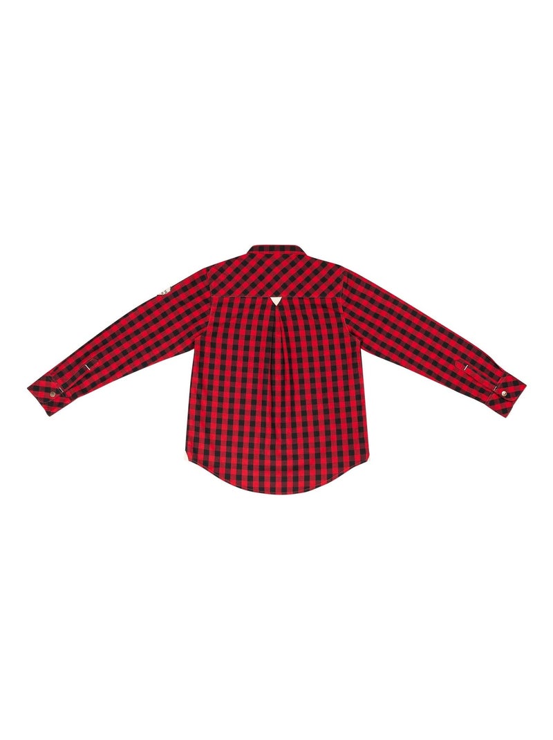 Chemise Carrx Vichy Garçon  Rouge Noir  Col Mao  LIVERPOOL - La Faute à Voltaire Noir Rouge Noir - Kiabi