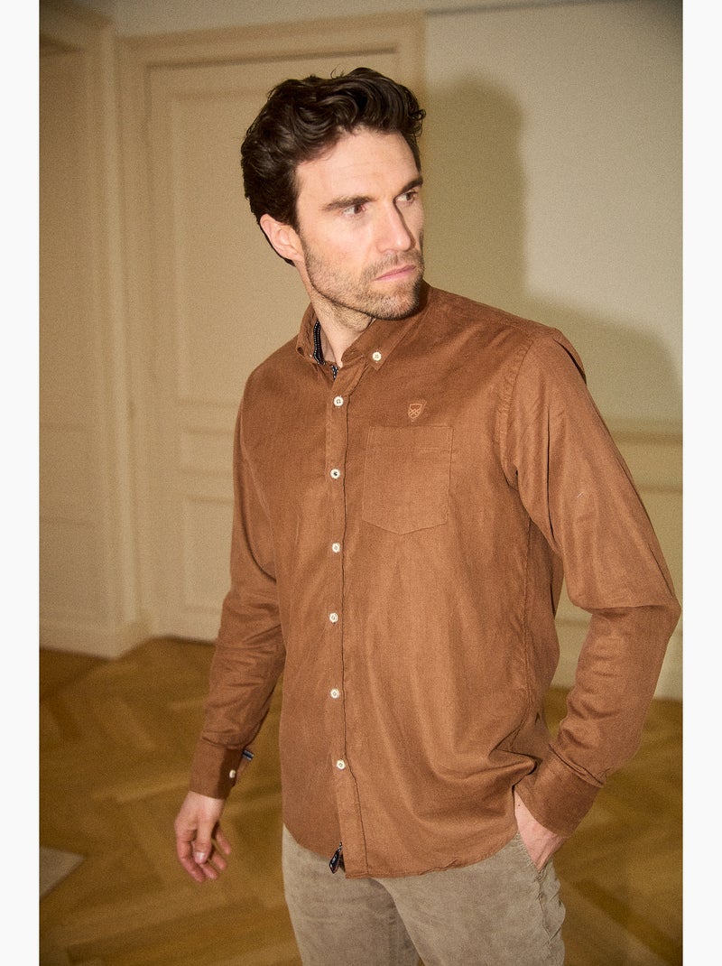 CHEMISE CASUAL MOUNTAIN VELVET Camel - Kiabi