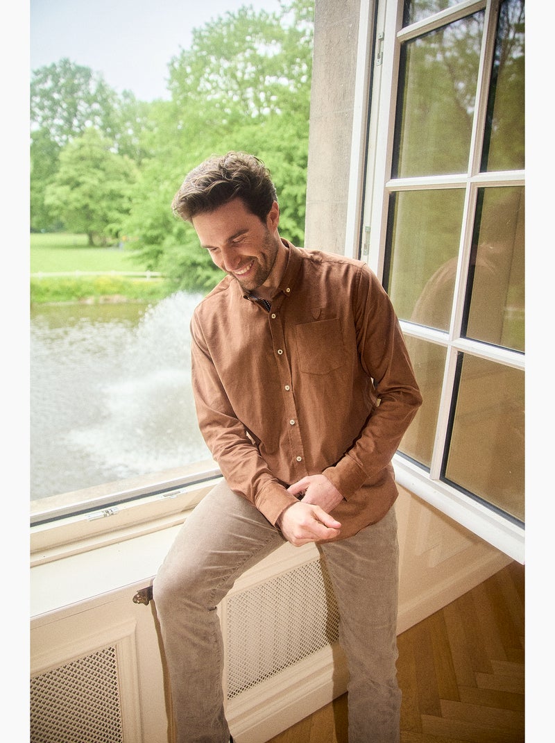CHEMISE CASUAL MOUNTAIN VELVET Camel - Kiabi