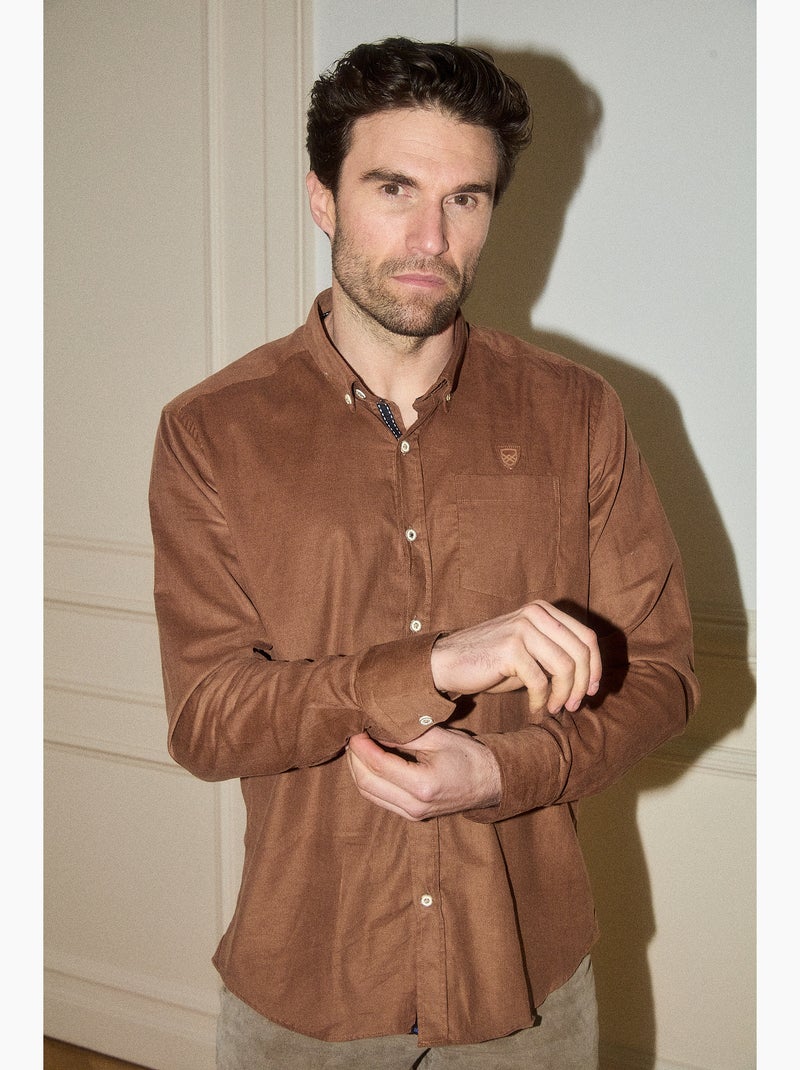 CHEMISE CASUAL MOUNTAIN VELVET Camel - Kiabi