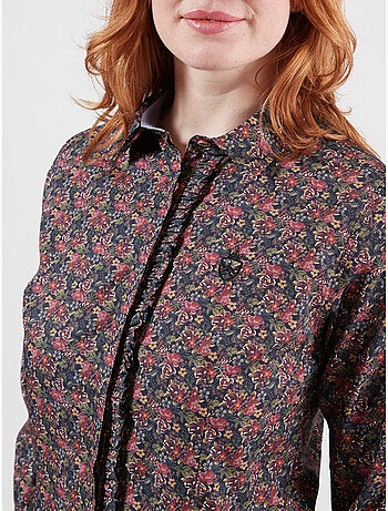 CHEMISE CASUAL QUEEN DARK FLOWERS
