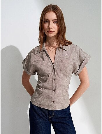 Chemise cintrée à manches courtes, texturée dilvin