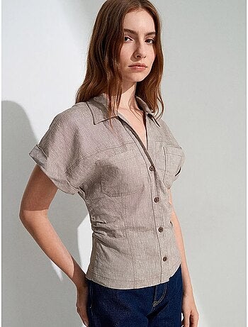 Chemise cintrée à manches courtes, texturée dilvin