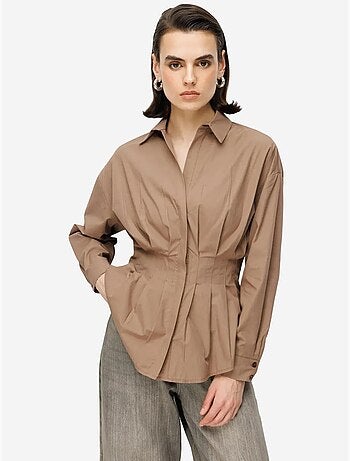 Chemise cintrée à manches longues en popeline avec fermeture boutonnée mixray