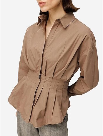 Chemise cintrée à manches longues en popeline avec fermeture boutonnée mixray