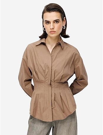 Chemise cintrée à manches longues en popeline avec fermeture boutonnée mixray