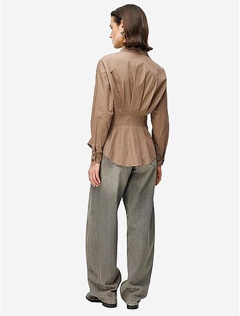 Chemise cintrée à manches longues en popeline avec fermeture boutonnée mixray
