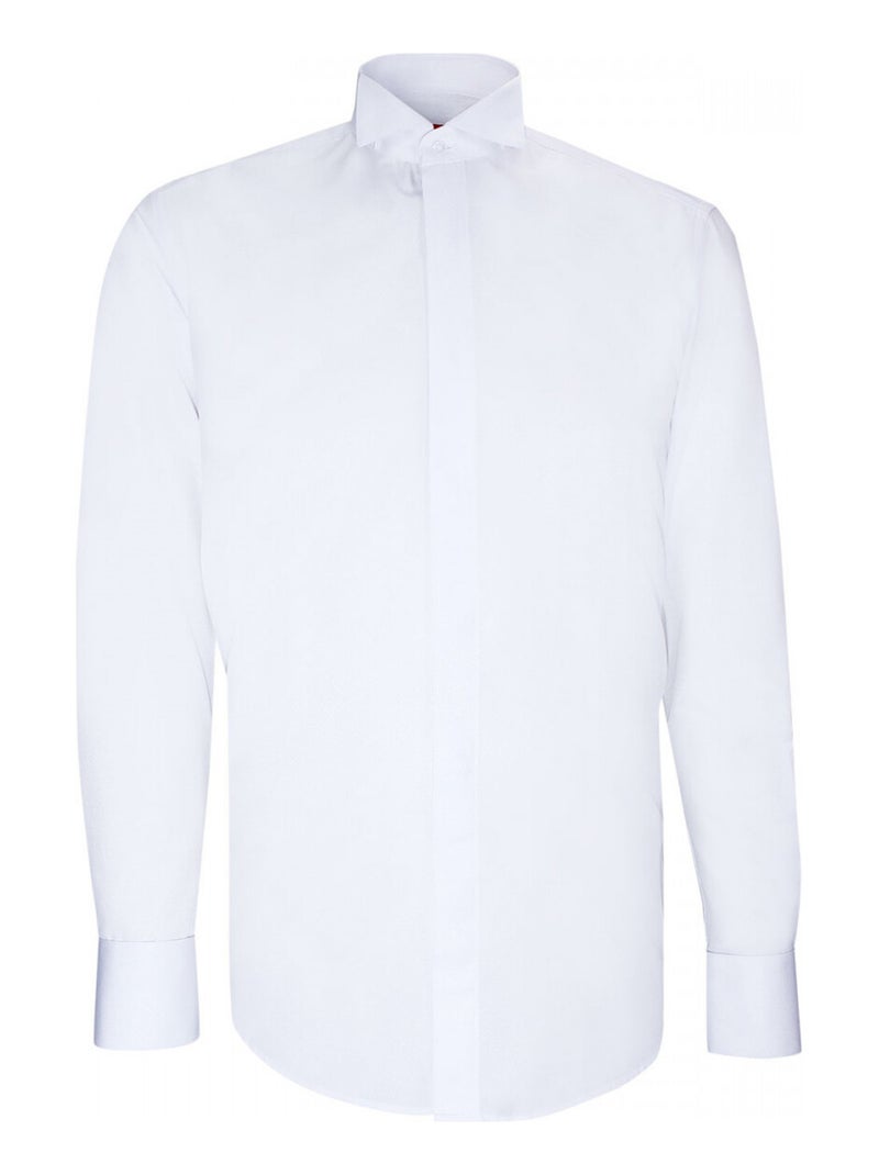 Chemise cintrée col cassé tissu armuré CROKEN Blanc - Kiabi