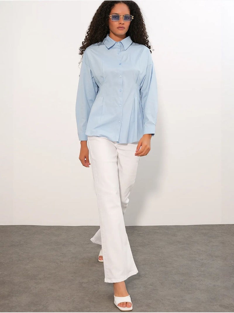 Chemise cintrée en popeline à boutons bdart Bleu ciel - Kiabi