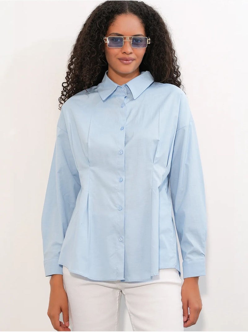 Chemise cintrée en popeline à boutons bdart Bleu ciel - Kiabi