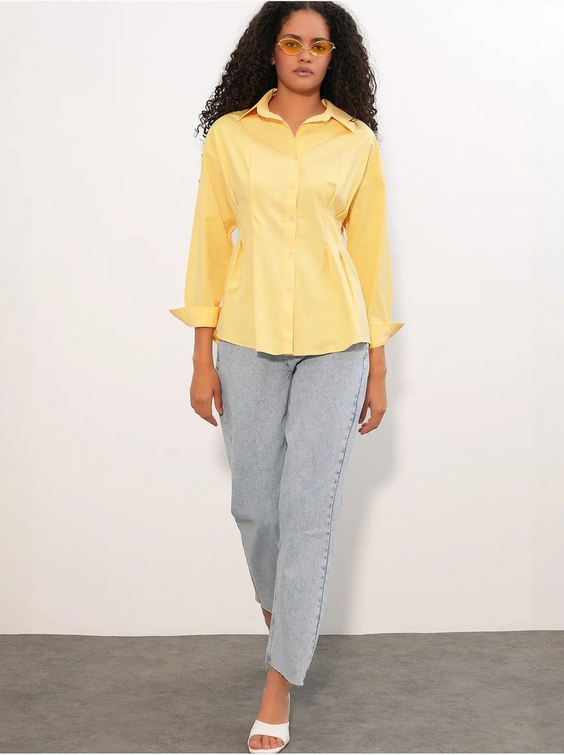 Chemise cintrée en popeline à boutons bdart Jaune citron - Kiabi