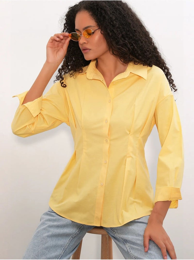 Chemise cintrée en popeline à boutons bdart Jaune citron - Kiabi