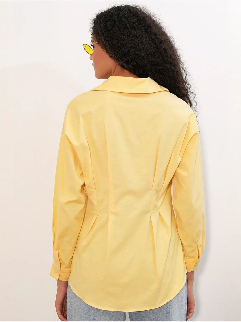 Chemise cintrée en popeline à boutons bdart Jaune citron - Kiabi