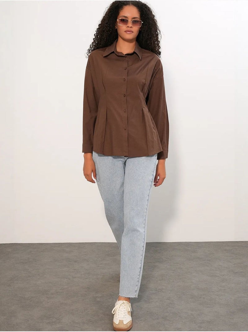 Chemise cintrée en popeline à boutons bdart Marron - Kiabi
