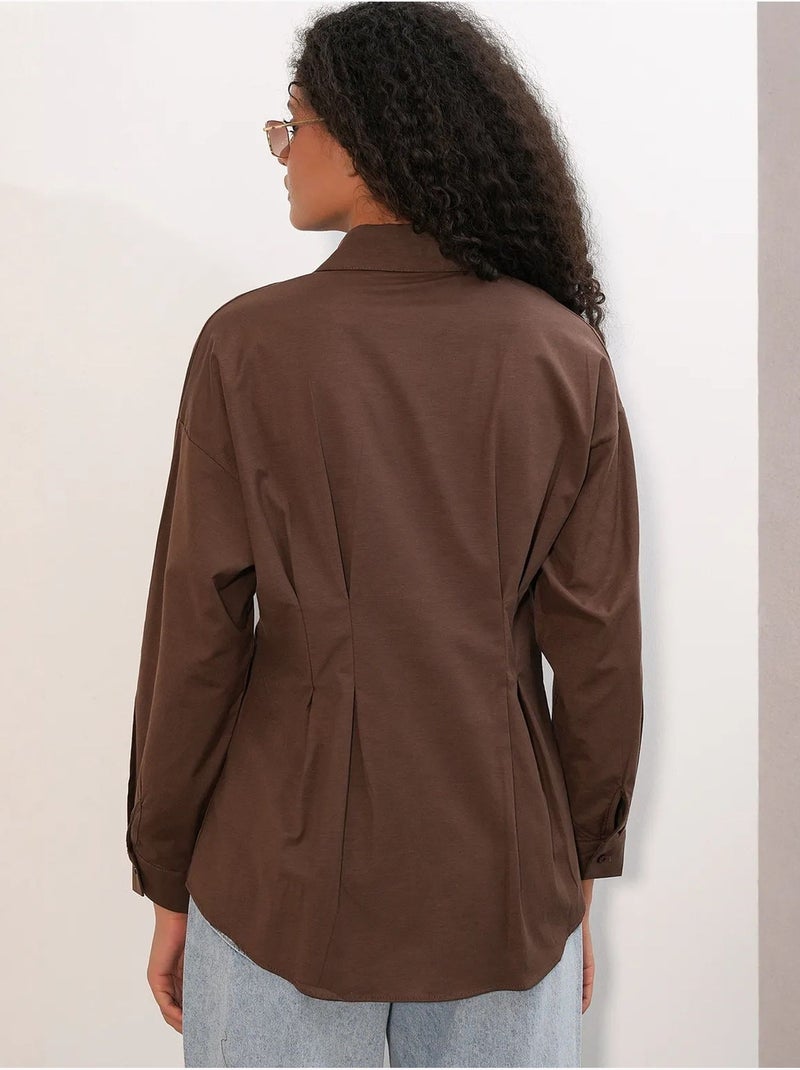 Chemise cintrée en popeline à boutons bdart Marron - Kiabi