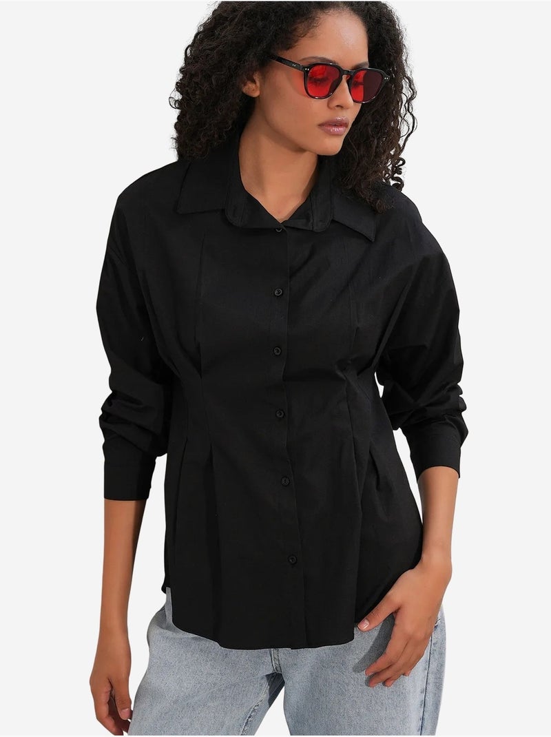 Chemise cintrée en popeline à boutons bdart Noir - Kiabi